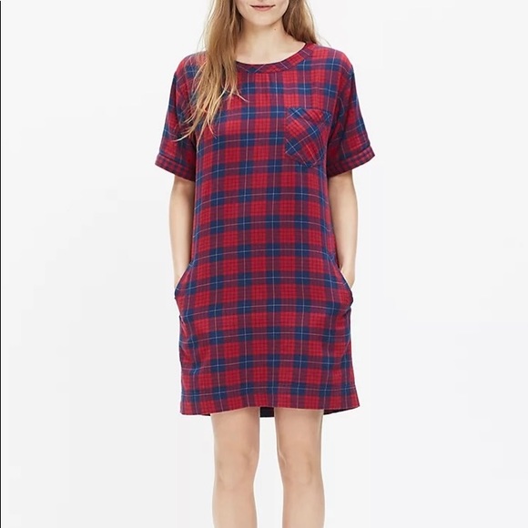 Madewell Short Sleeve Dress in Edina Plaid - Picture 1 of 7